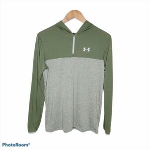 Under Armour Green Gray 1/4 Zip Hoodie YXL